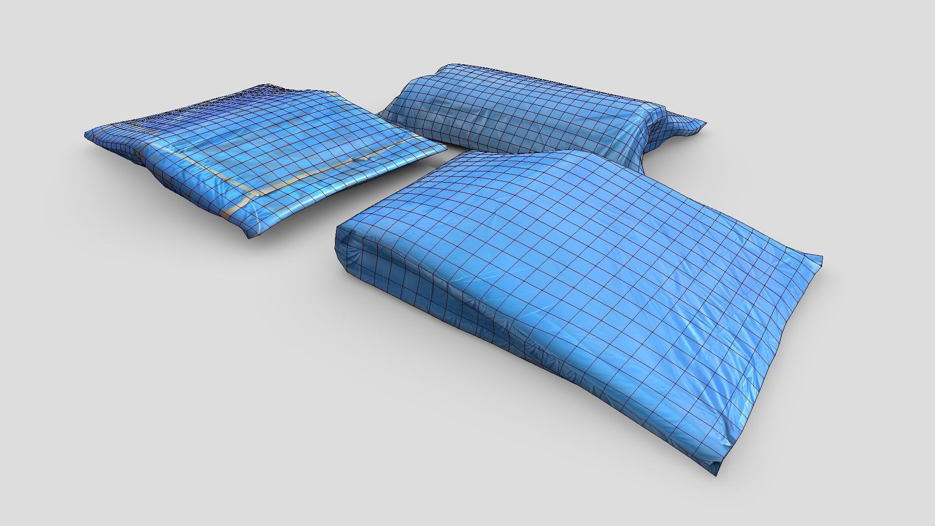 Folded Blue Tarp Pack Low-poly 3D model_6