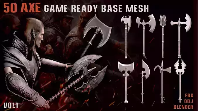 50 Axe Base Mesh Game Ready-Vol01