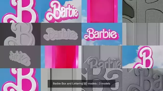 Barbie Box and Lettering 3D models 3D Model Collection