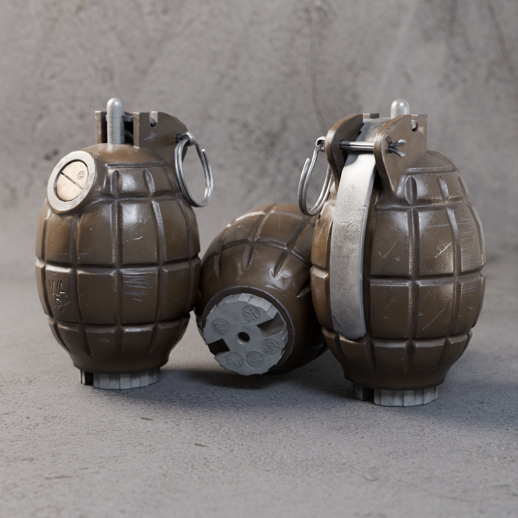 No36 Hand Grenade - Game and VFX-Ready Low-poly 3D model_3