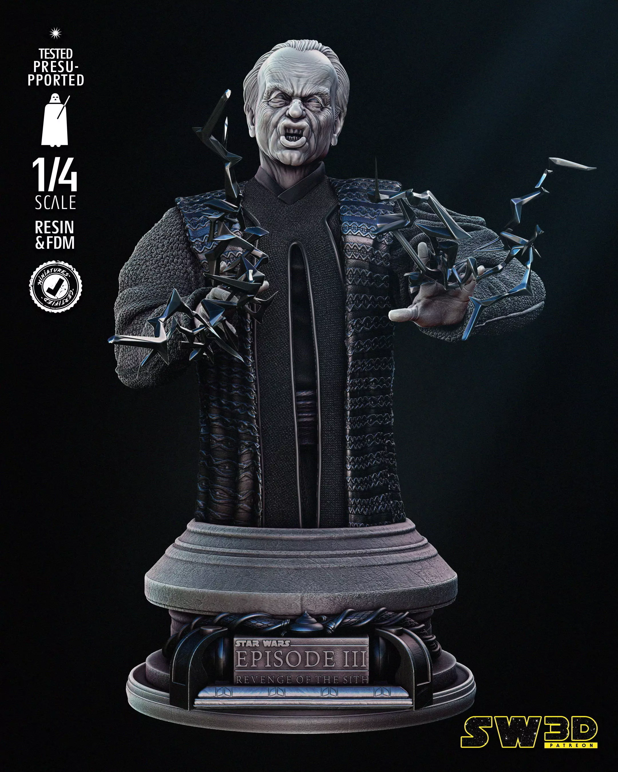 STAR WARS Palpatine Bust Tested for 3D Printing 3D print model