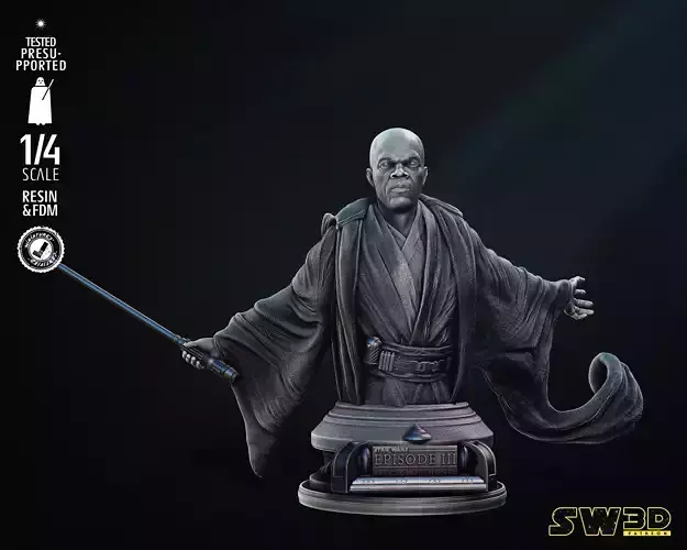 STAR WARS Mace Windu Bust Tested for 3D Printing