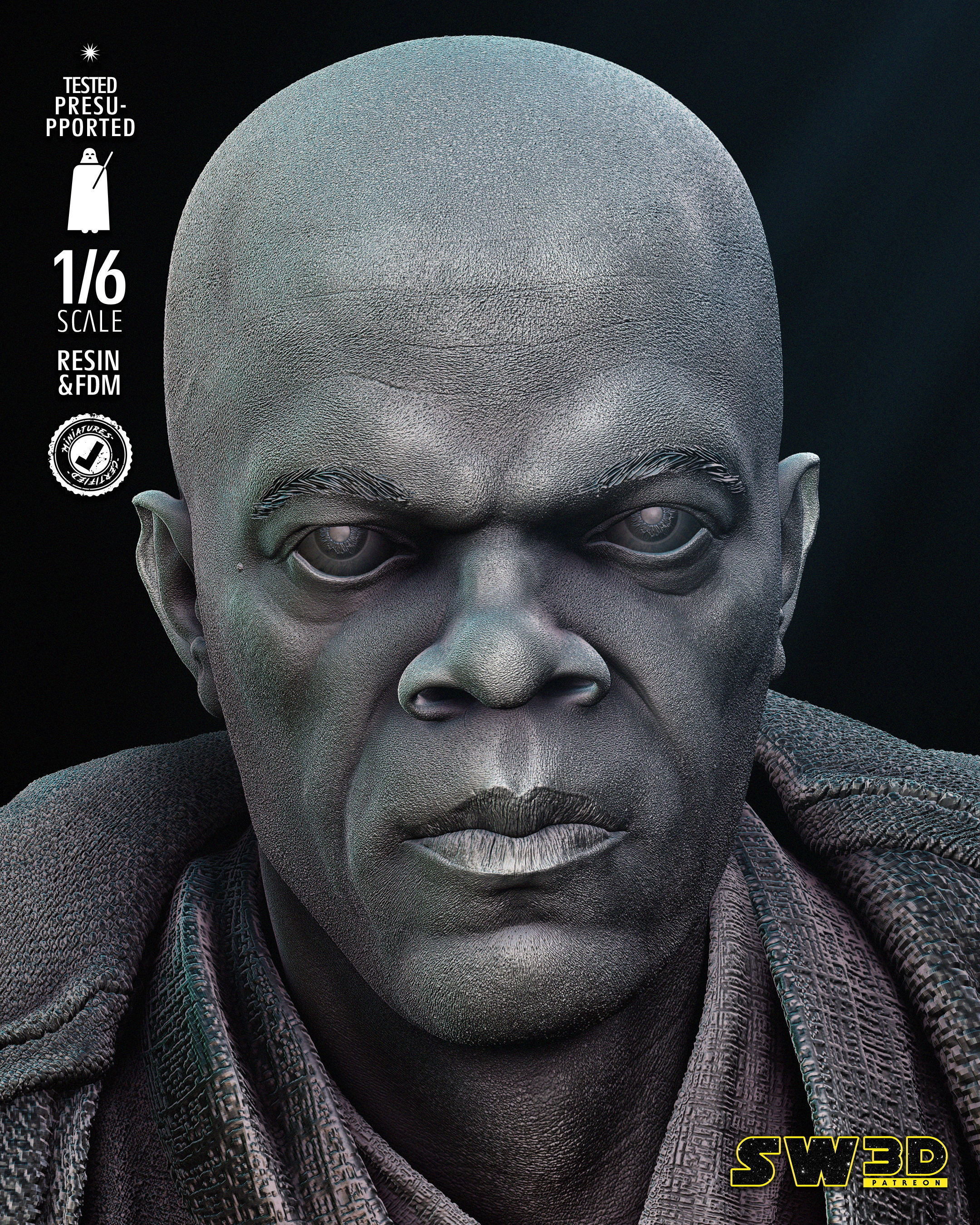 STAR WARS Mace Windu Bust Tested for 3D Printing 3D print model_23