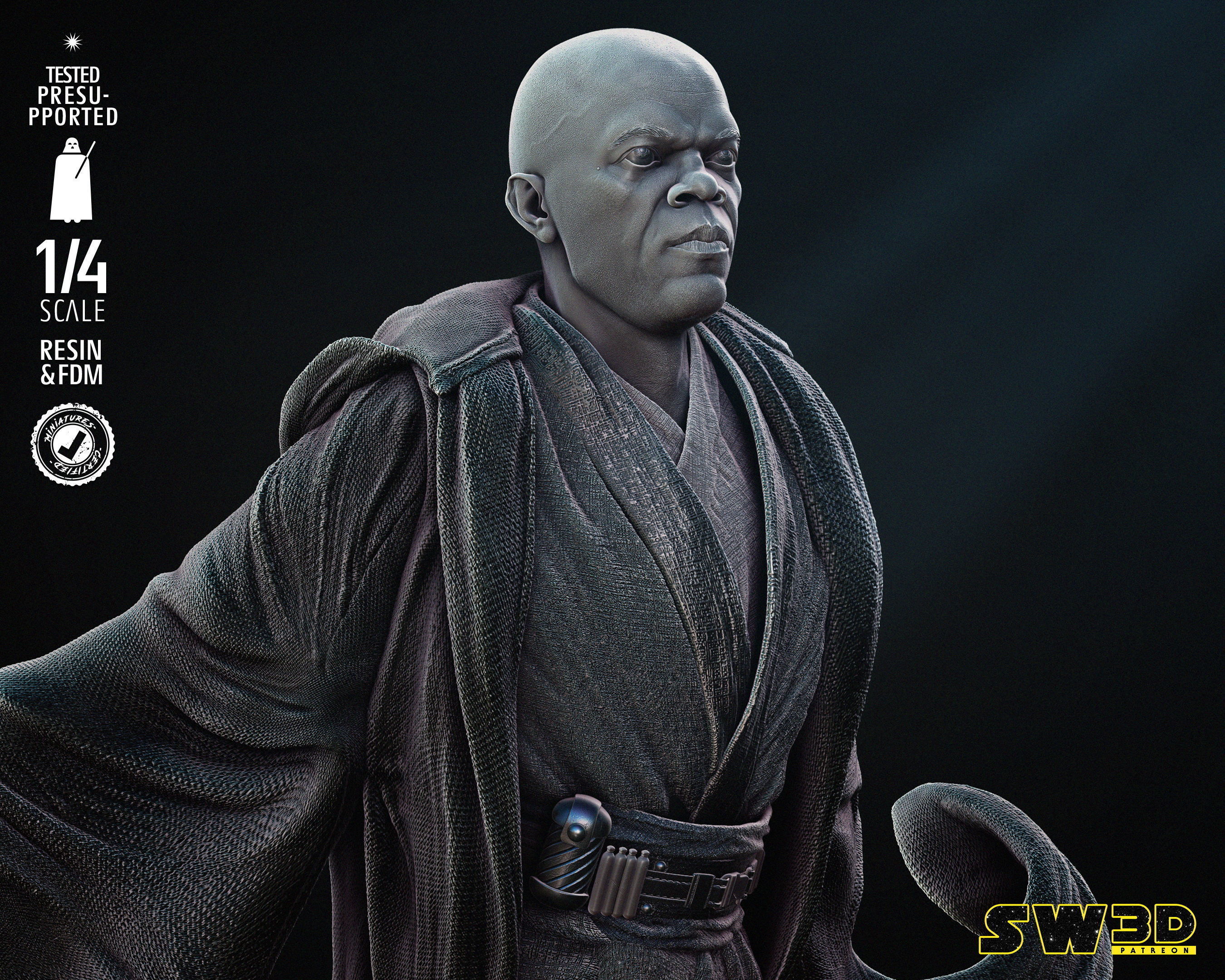 STAR WARS Mace Windu Bust Tested for 3D Printing 3D print model_39