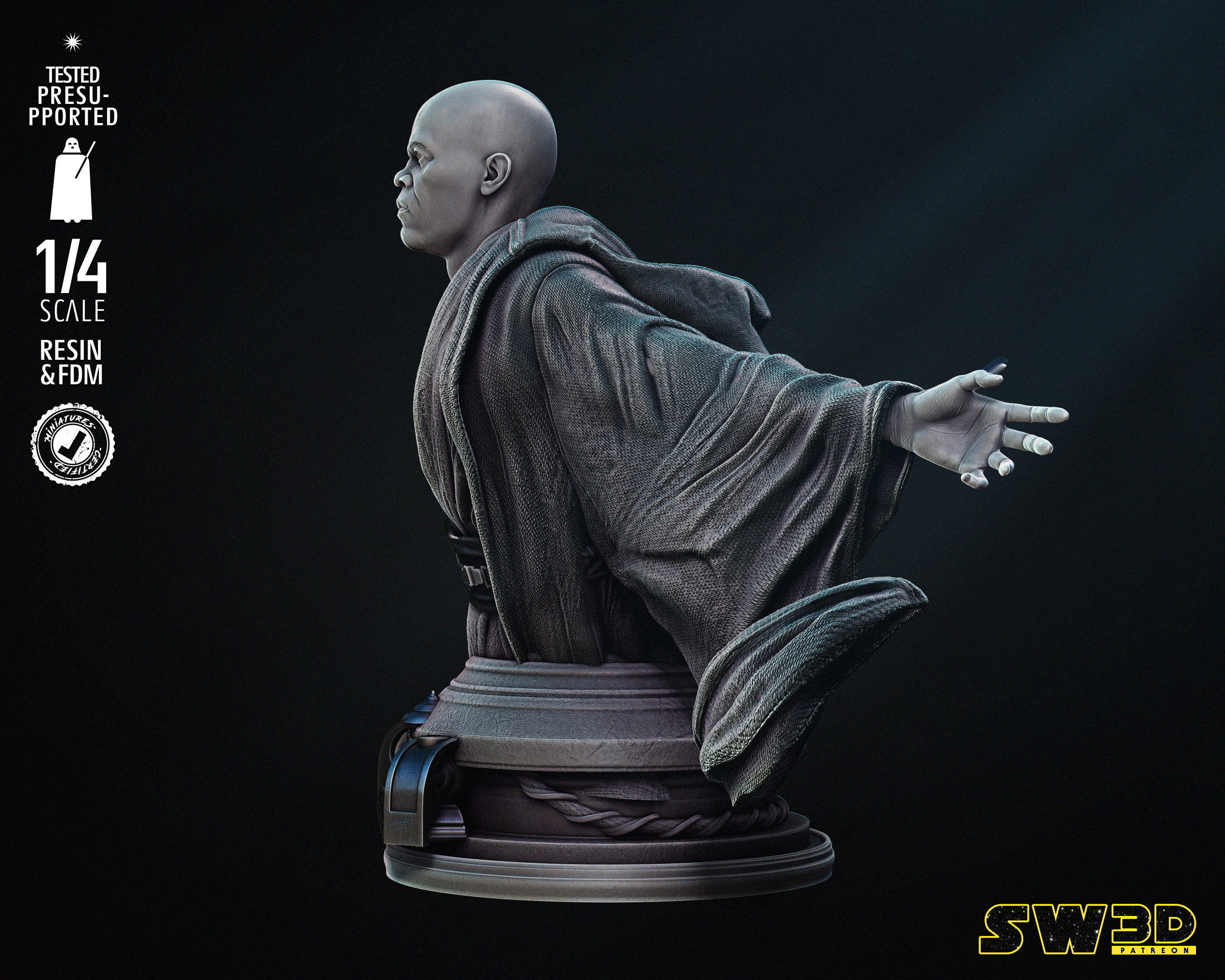 STAR WARS Mace Windu Bust Tested for 3D Printing 3D print model_21