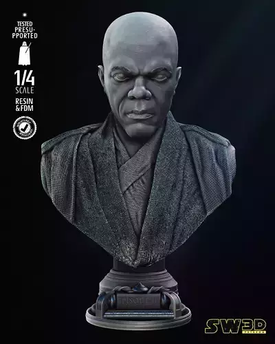 STAR WARS Mace Windu Bust Portrait Tested for 3D Printing