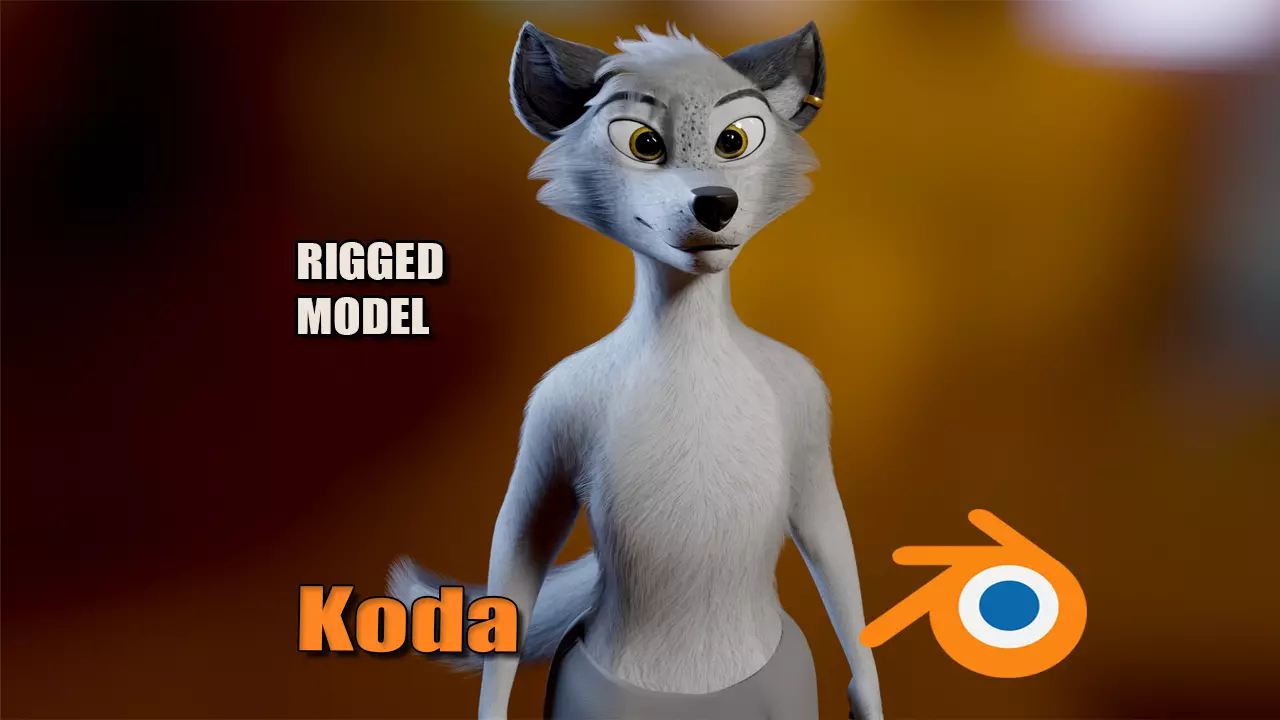 Koda Anthro Wolf Low-poly 3D model_0