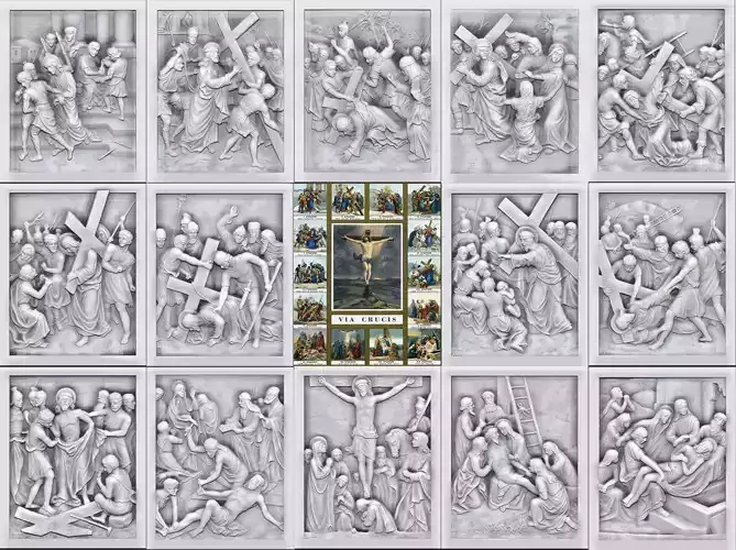 Way Of The Cross-14 Stations of  Cross  Via Dolorosa Via Crucis 3D print model