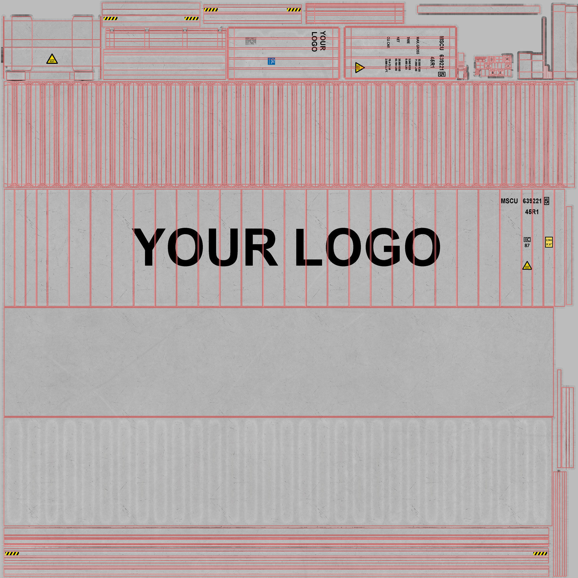 40ft GENERIC Container Reefer CARRIER- PSD edit 3D model_9