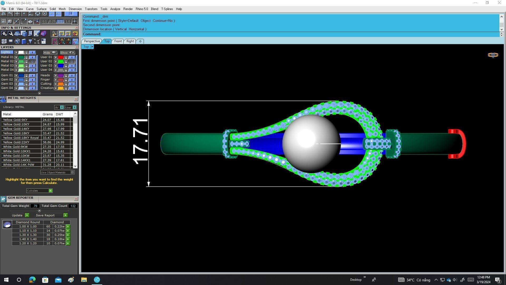 A7811 Luxury Diamond Pearl Women Bangle Bracelets  3D print model_5