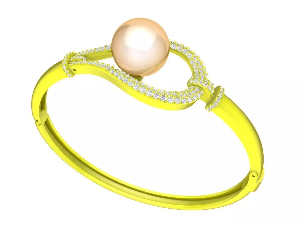 A7811 Luxury Diamond Pearl Women Bangle Bracelets  3D print model_0
