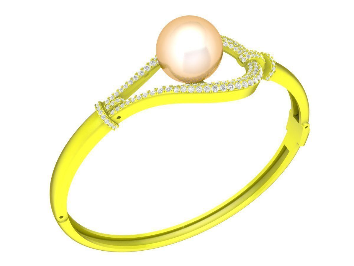 A7811 Luxury Diamond Pearl Women Bangle Bracelets  3D print model_1