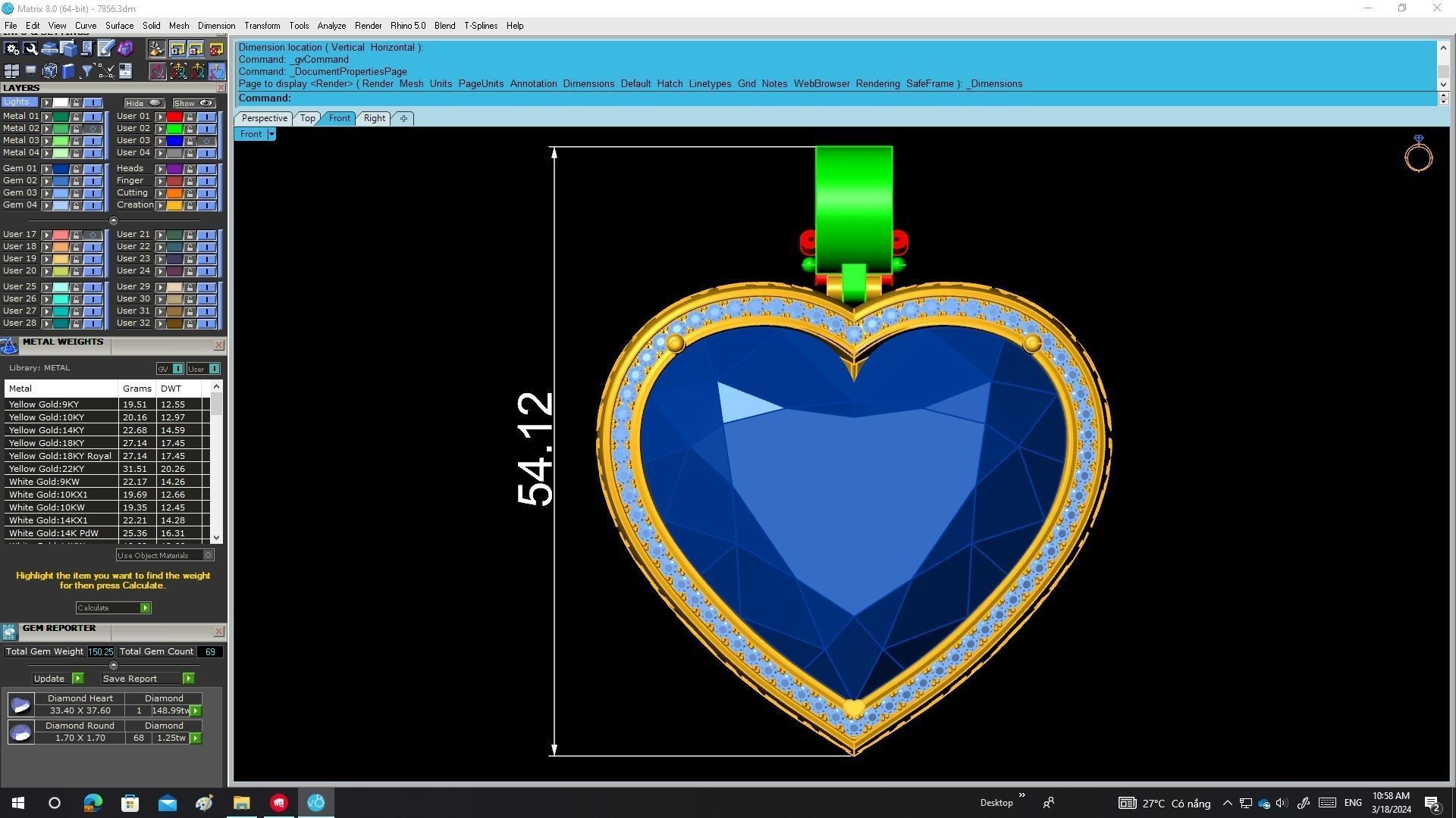 A7856 Art Diamond Heart Pendant 3D Model 3D print model_6