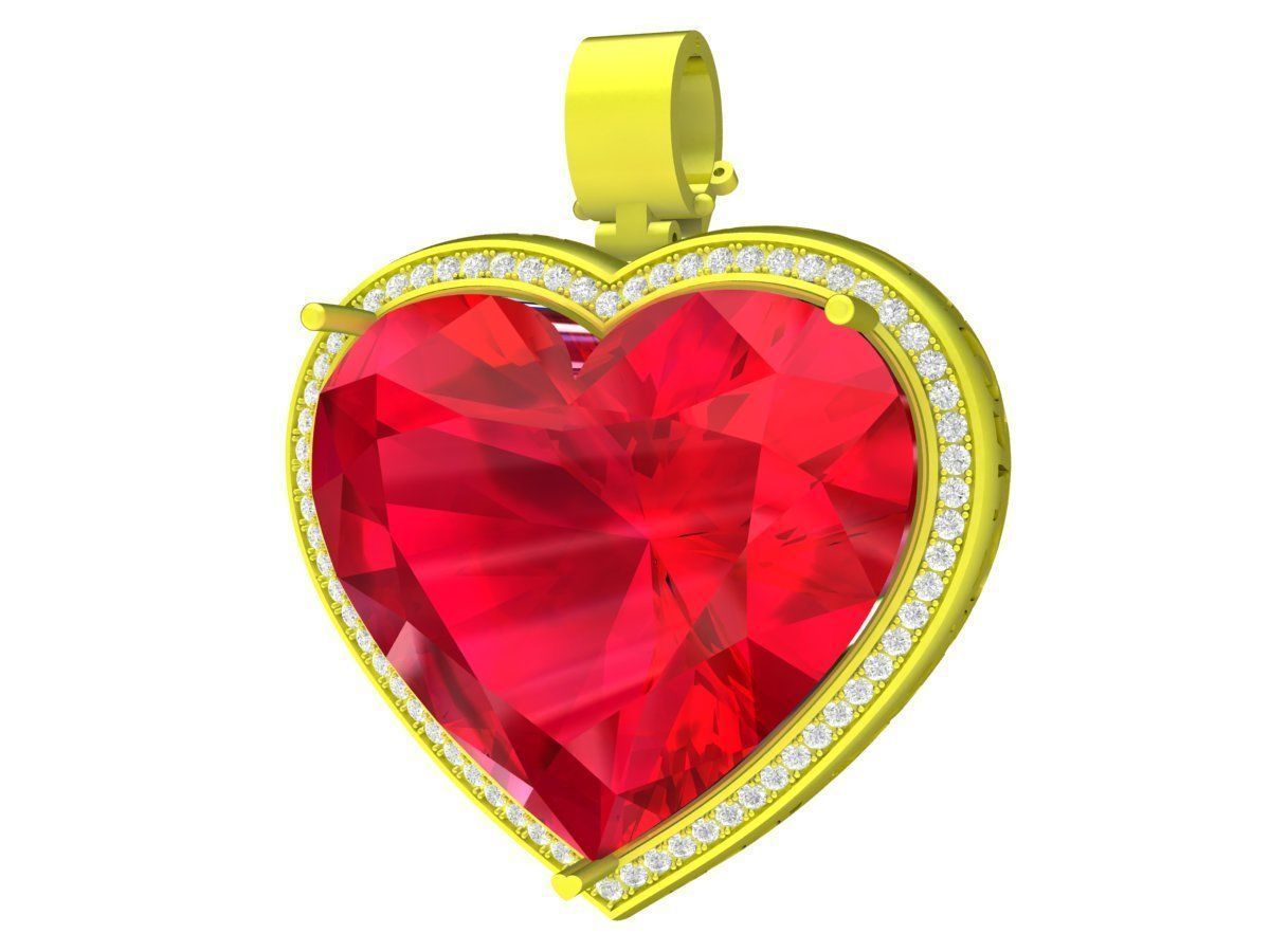 A7856 Art Diamond Heart Pendant 3D Model 3D print model_3