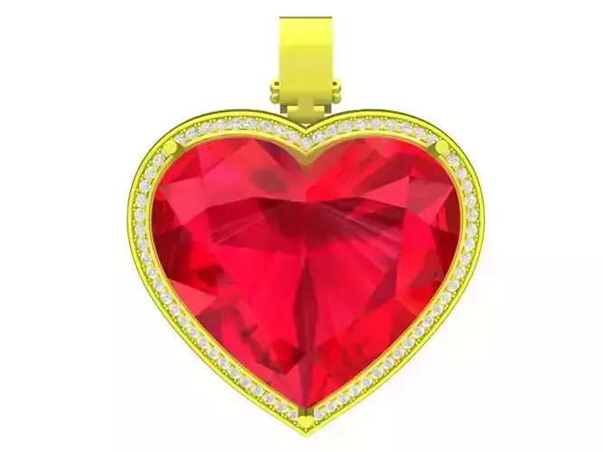 A7856 Art Diamond Heart Pendant 3D Model