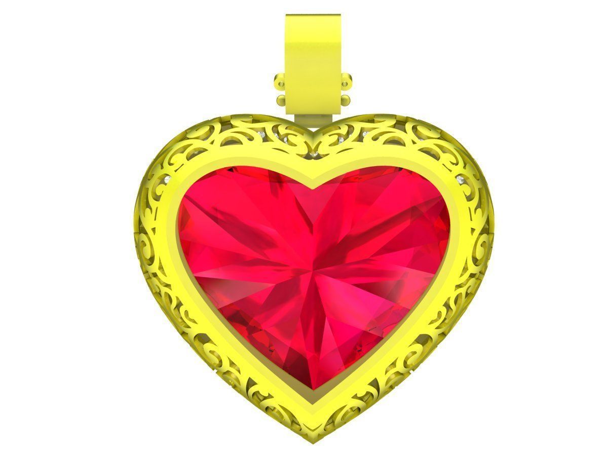 A7856 Art Diamond Heart Pendant 3D Model 3D print model_2