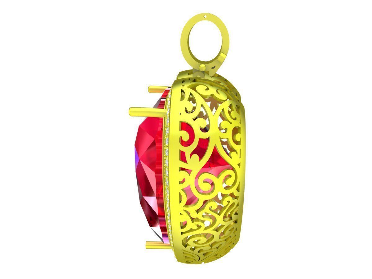 A7856 Art Diamond Heart Pendant 3D Model 3D print model_1