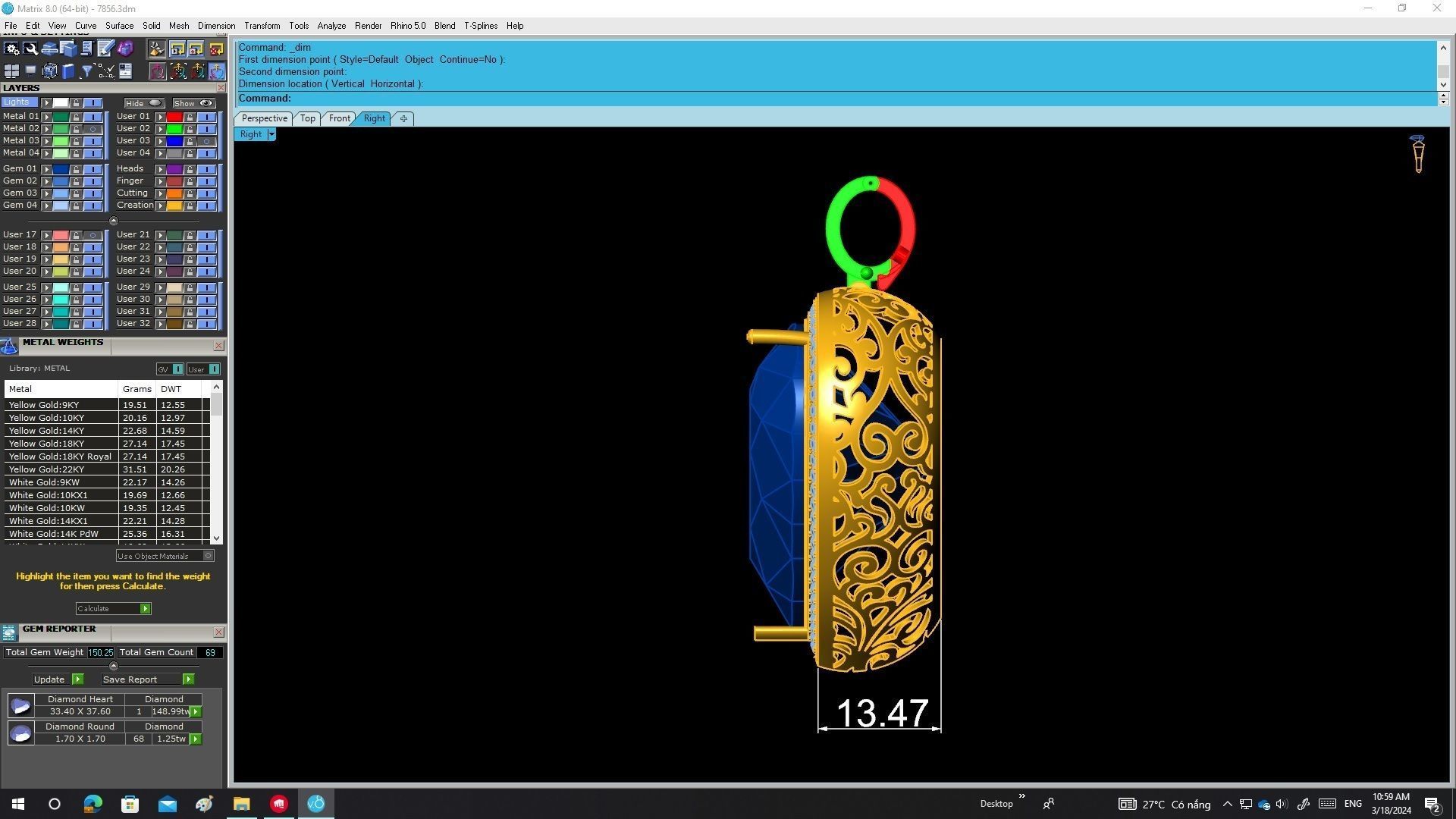 A7856 Art Diamond Heart Pendant 3D Model 3D print model_7