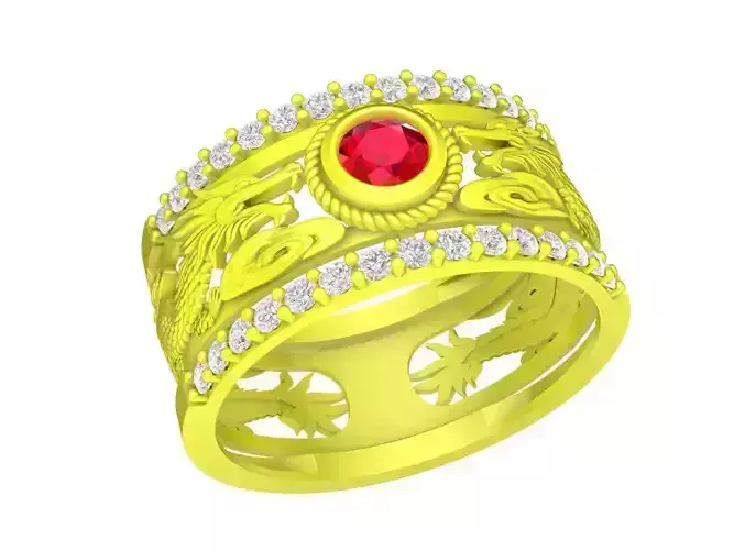 A7855 Lucky Diamond Dragon Band Ring