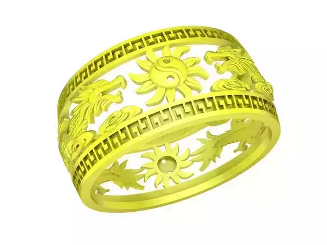 A7854 Fengshui 24K Chinese Dragon Ring