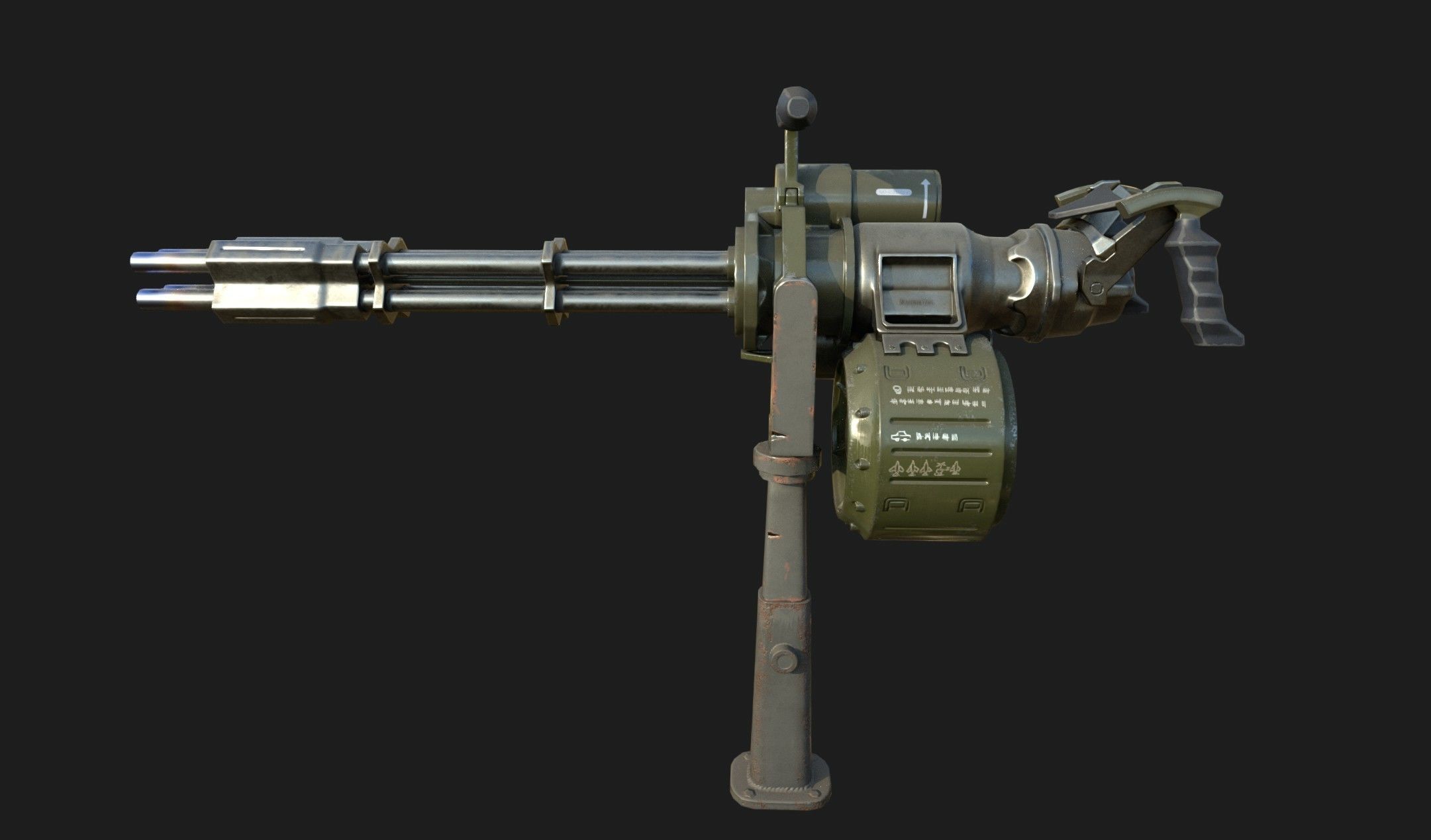 Minigun M134 low-poly 3d model Low-poly 3D model_1