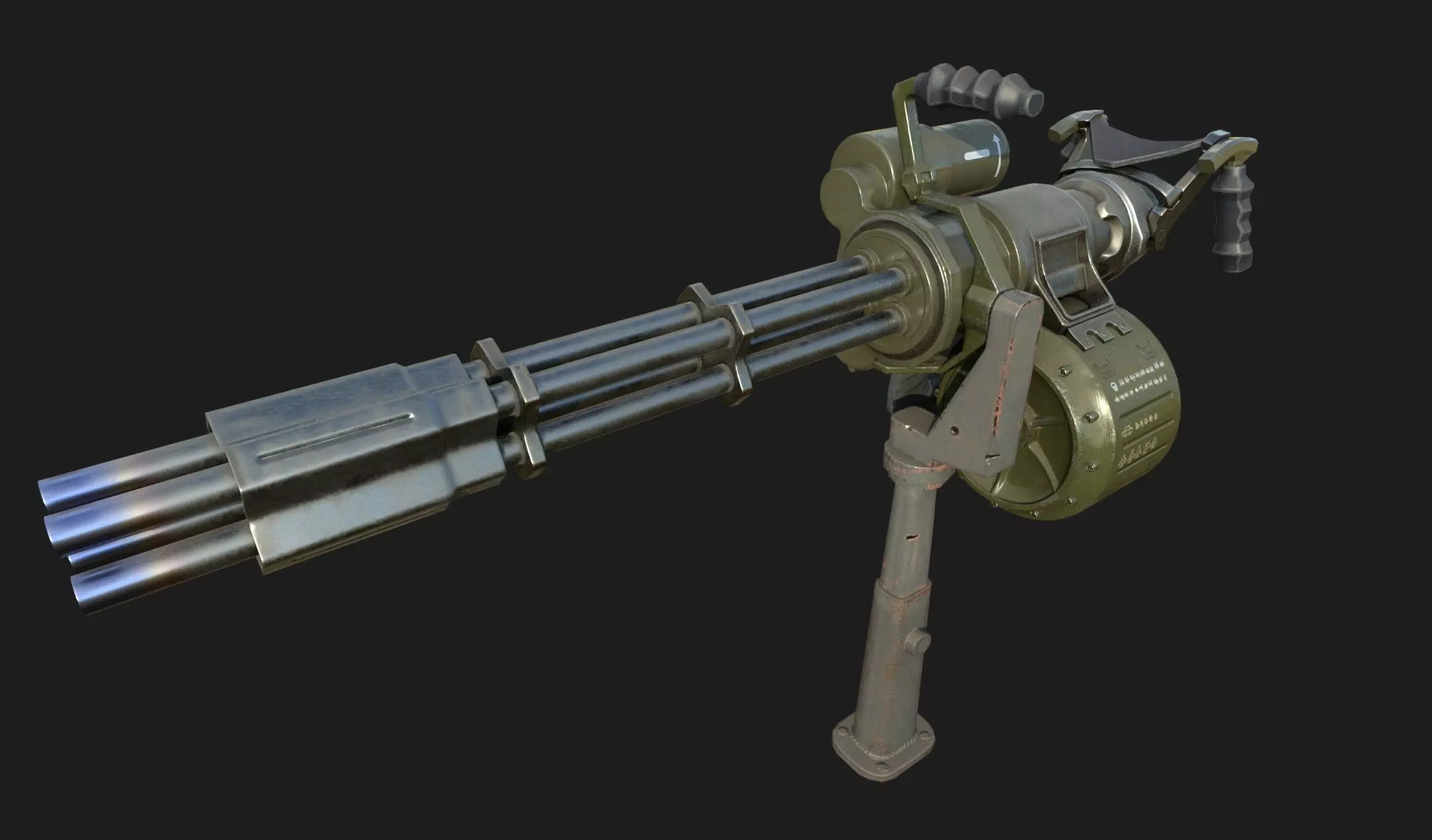 Minigun M134 low-poly 3d model Low-poly 3D model_0