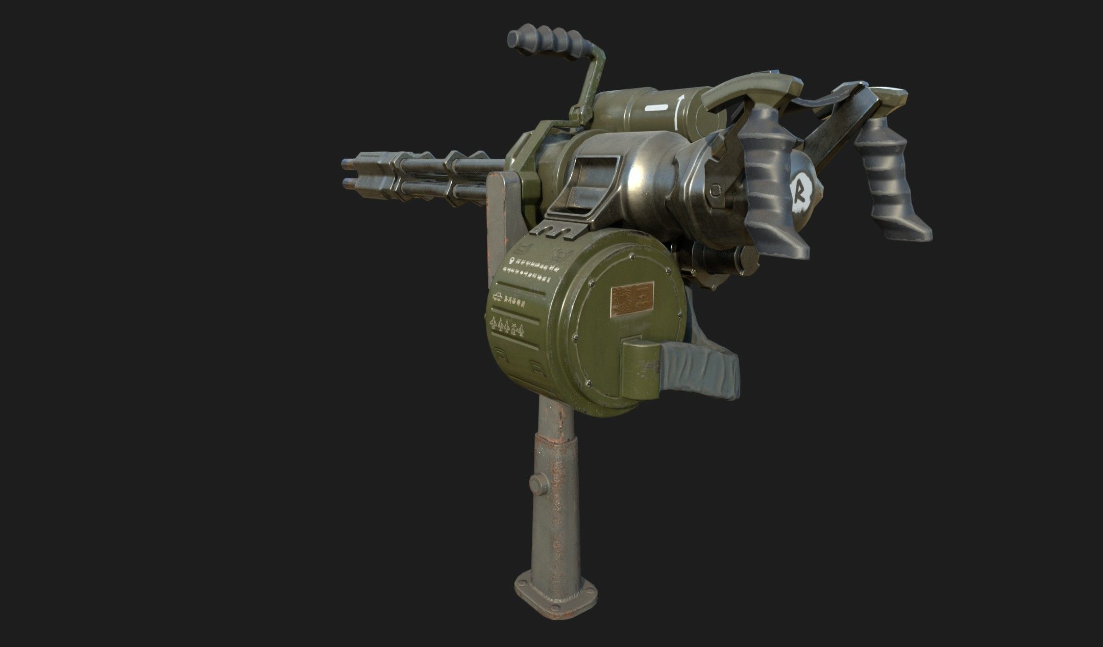 Minigun M134 low-poly 3d model Low-poly 3D model_5