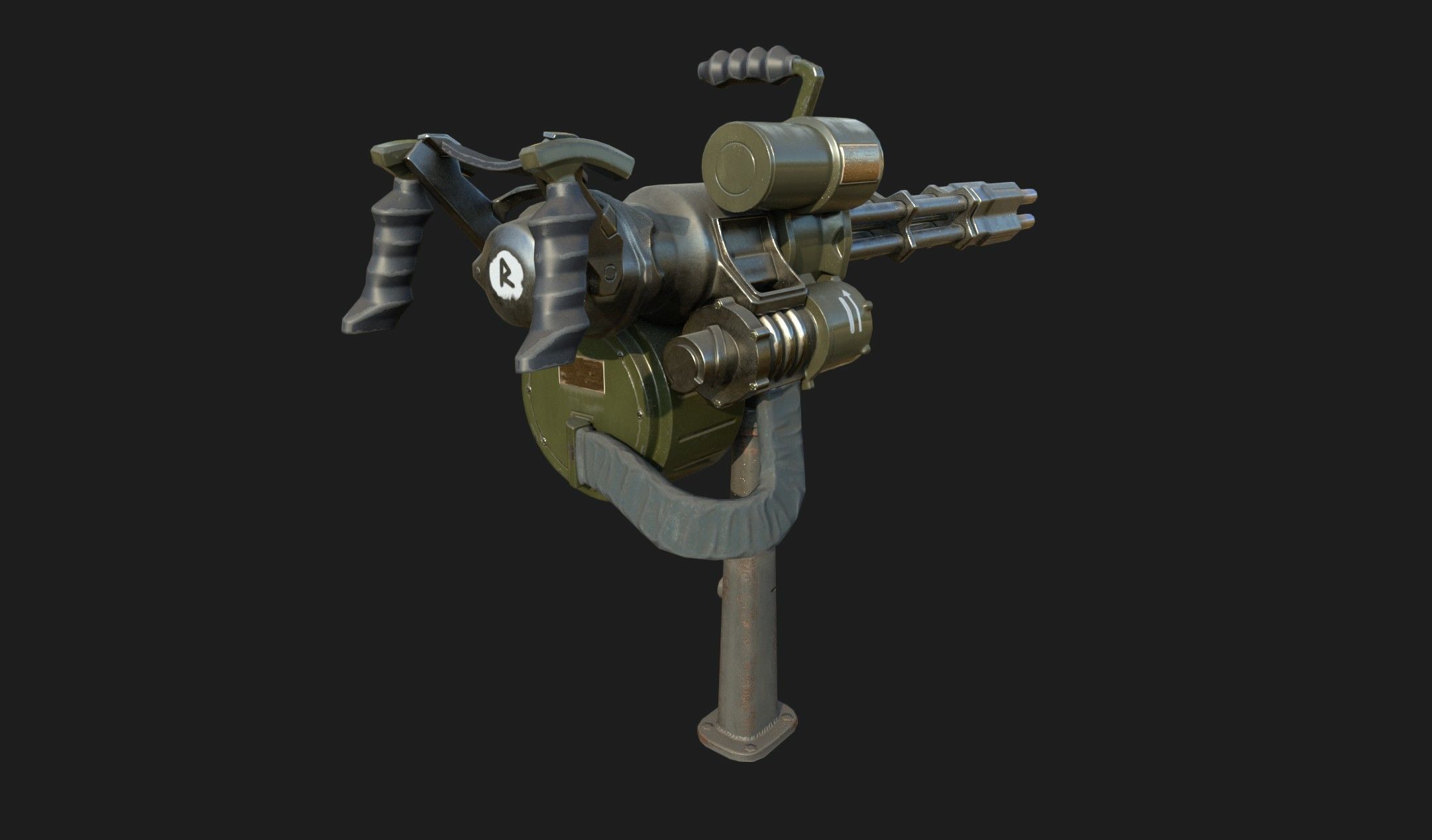 Minigun M134 low-poly 3d model Low-poly 3D model_3
