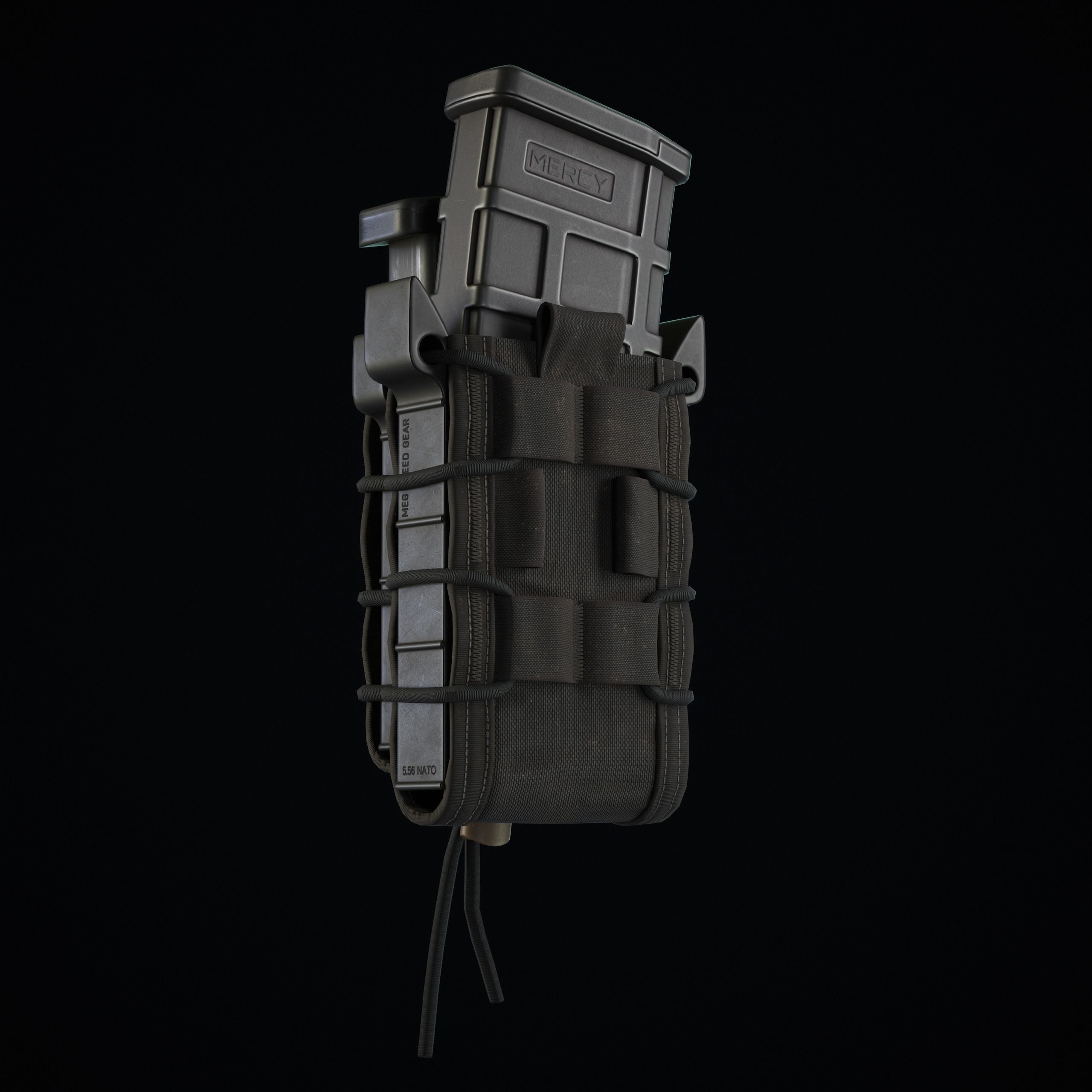 Single Military Magazine Pouch Low-poly 3D model_1