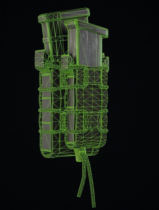 Single Military Magazine Pouch Low-poly 3D model_7