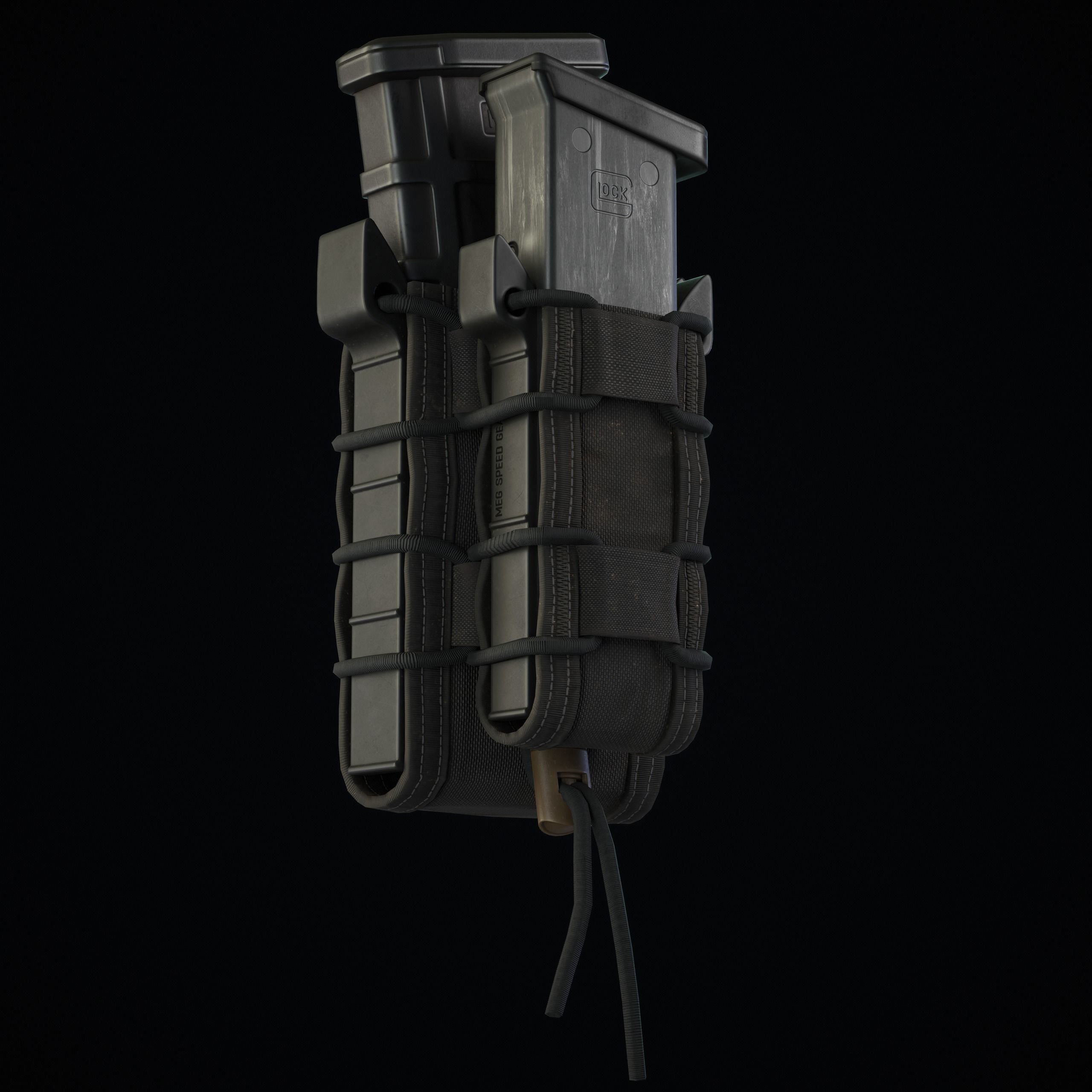 Single Military Magazine Pouch Low-poly 3D model_3