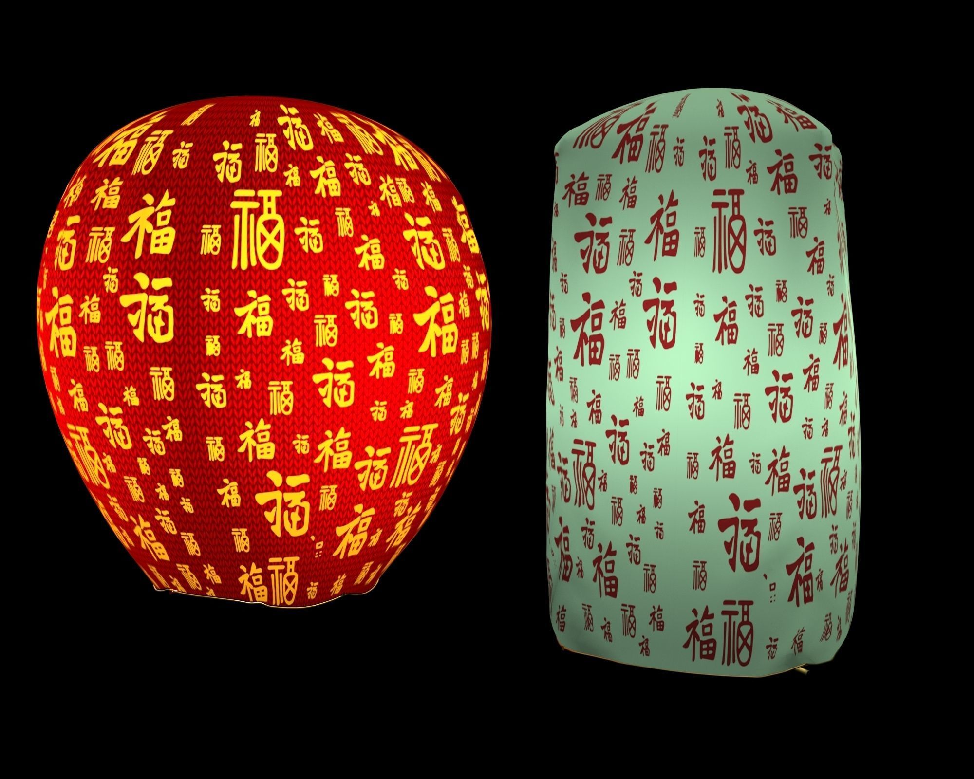 Chinese sky lantern 3D model_3