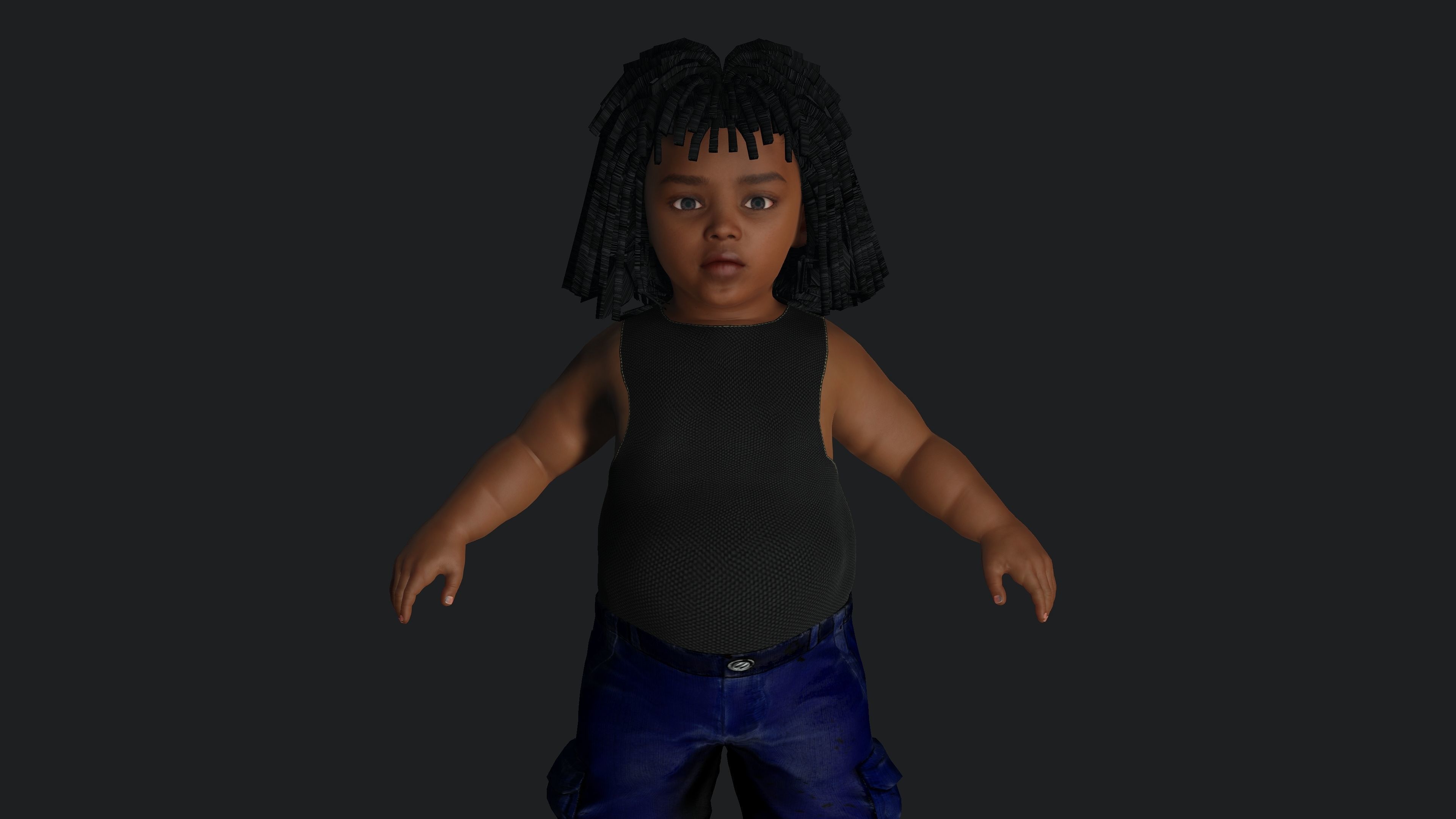 Kwame - AAA 3D REALISTIC CHARACTER AFRICAN KID or BOY Low-poly 3D model_4