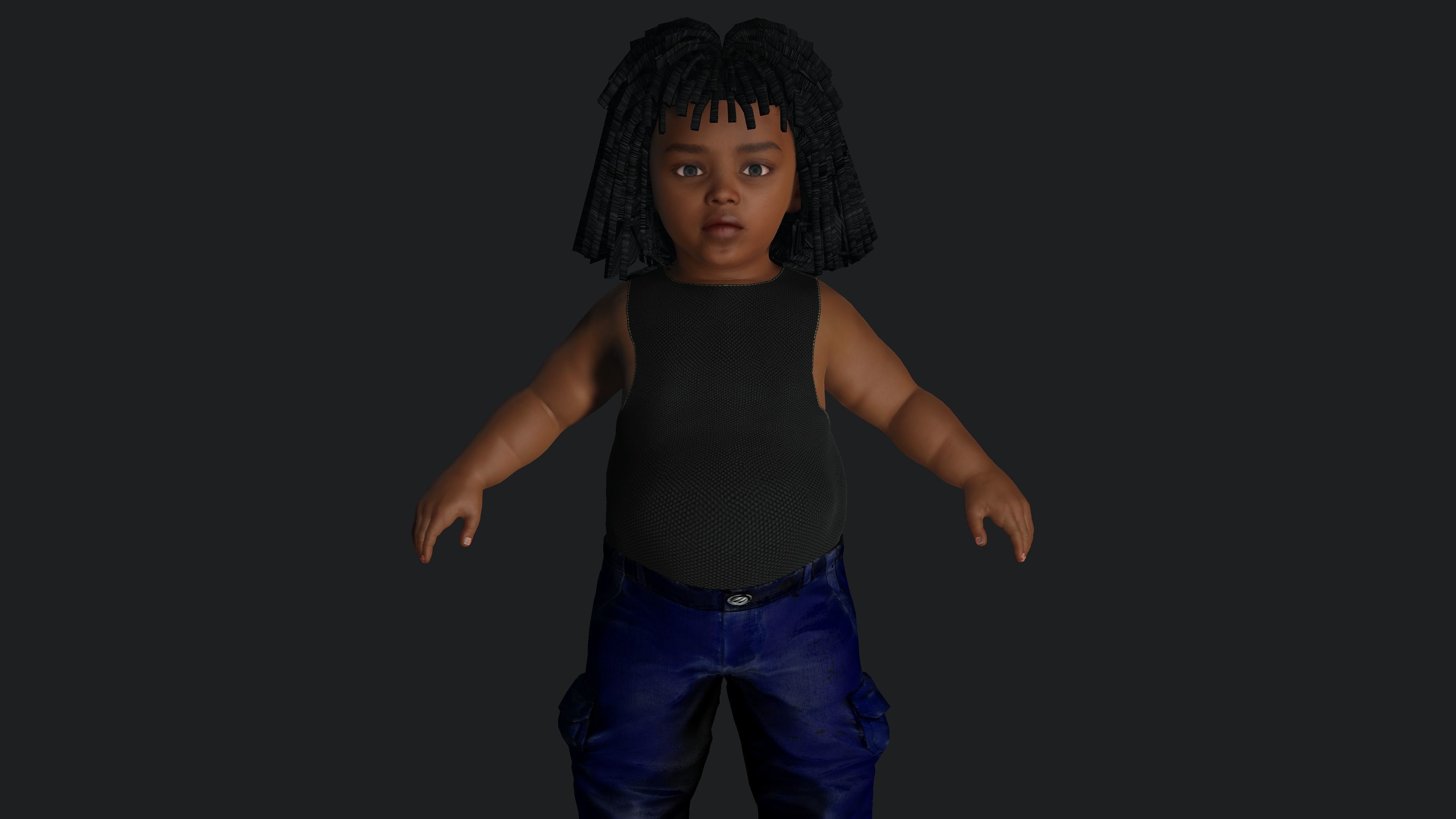 Kwame - AAA 3D REALISTIC CHARACTER AFRICAN KID or BOY Low-poly 3D model_3