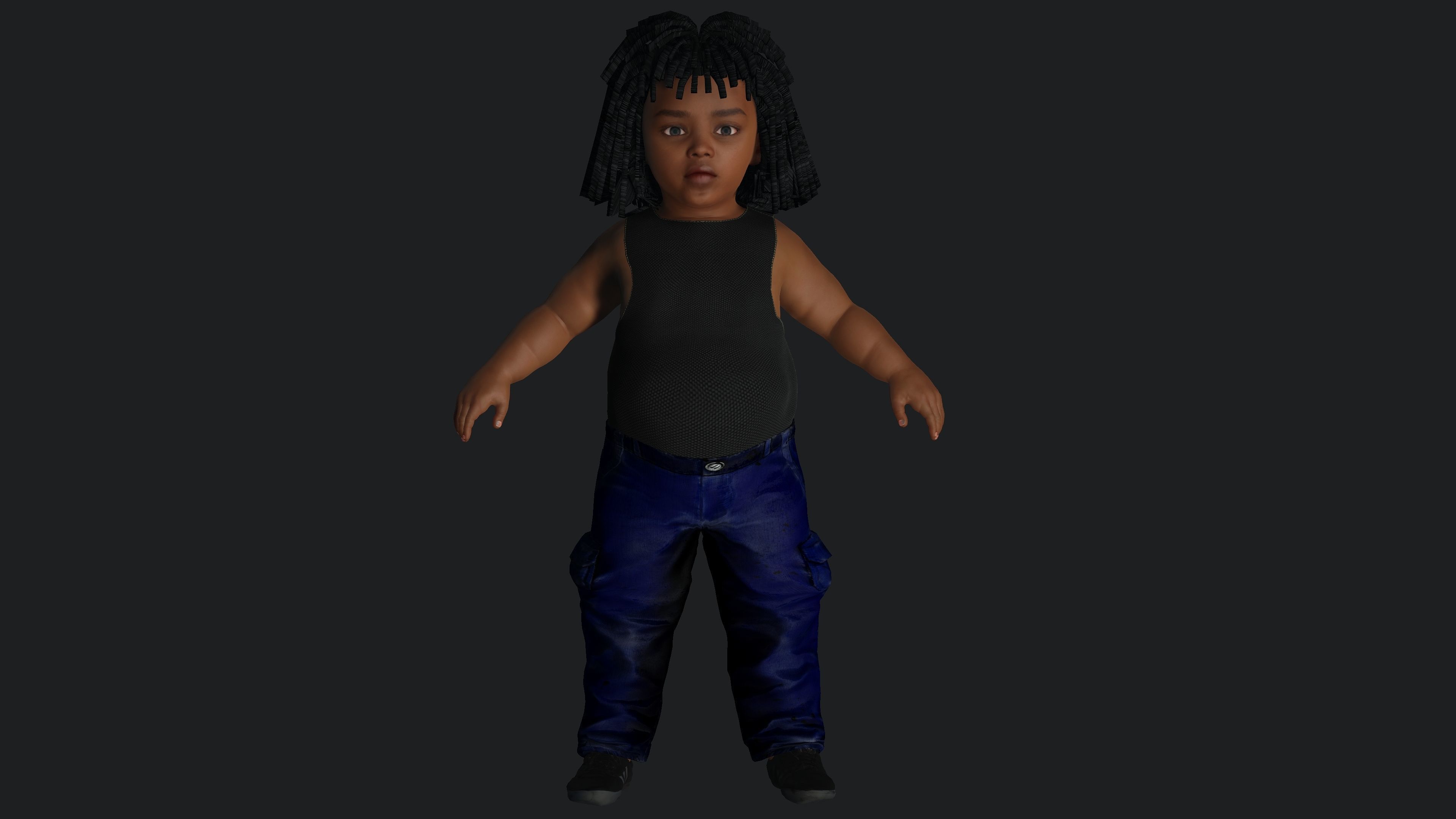 Kwame - AAA 3D REALISTIC CHARACTER AFRICAN KID or BOY Low-poly 3D model_1