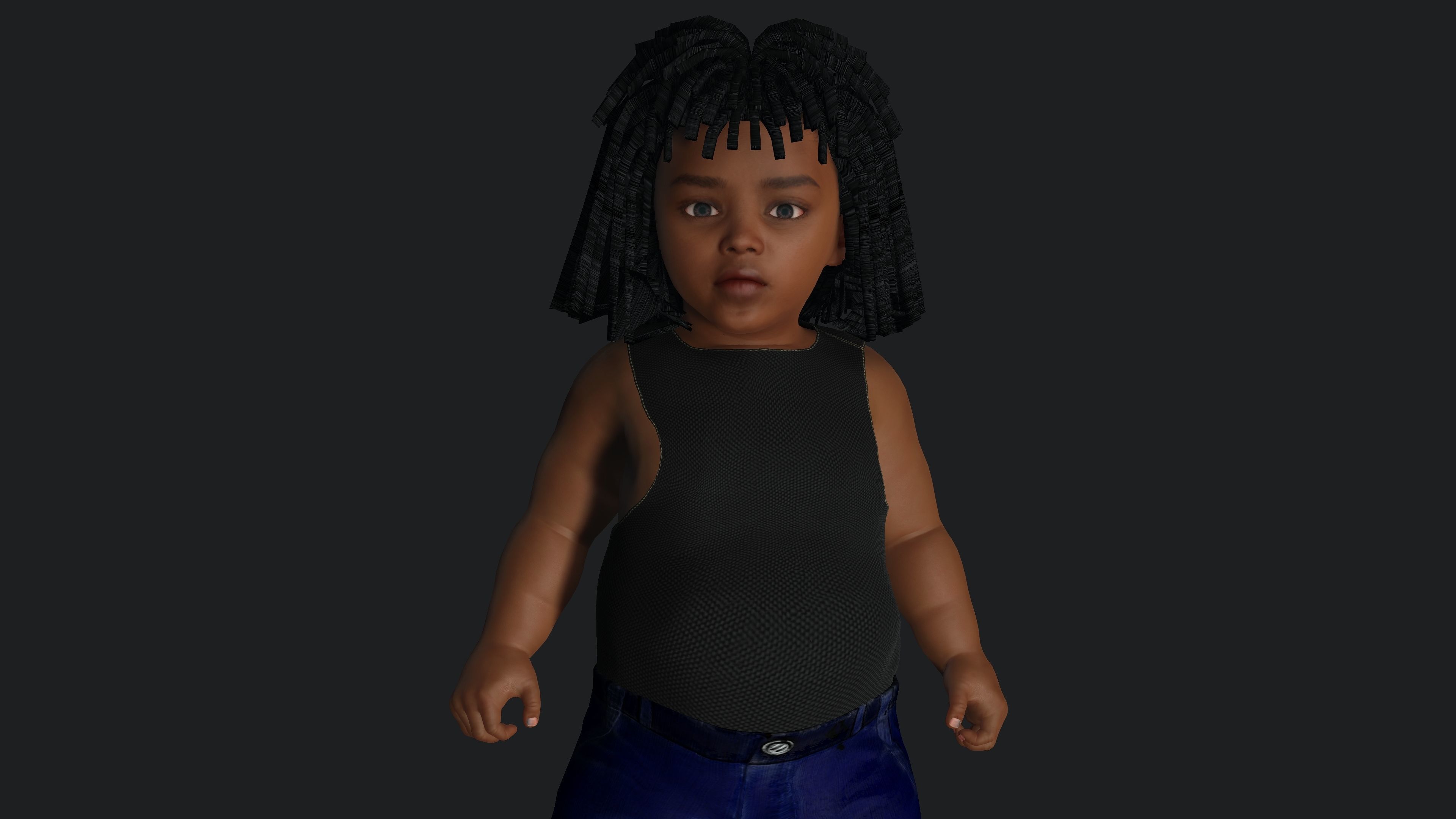 Kwame - AAA 3D REALISTIC CHARACTER AFRICAN KID or BOY Low-poly 3D model_7