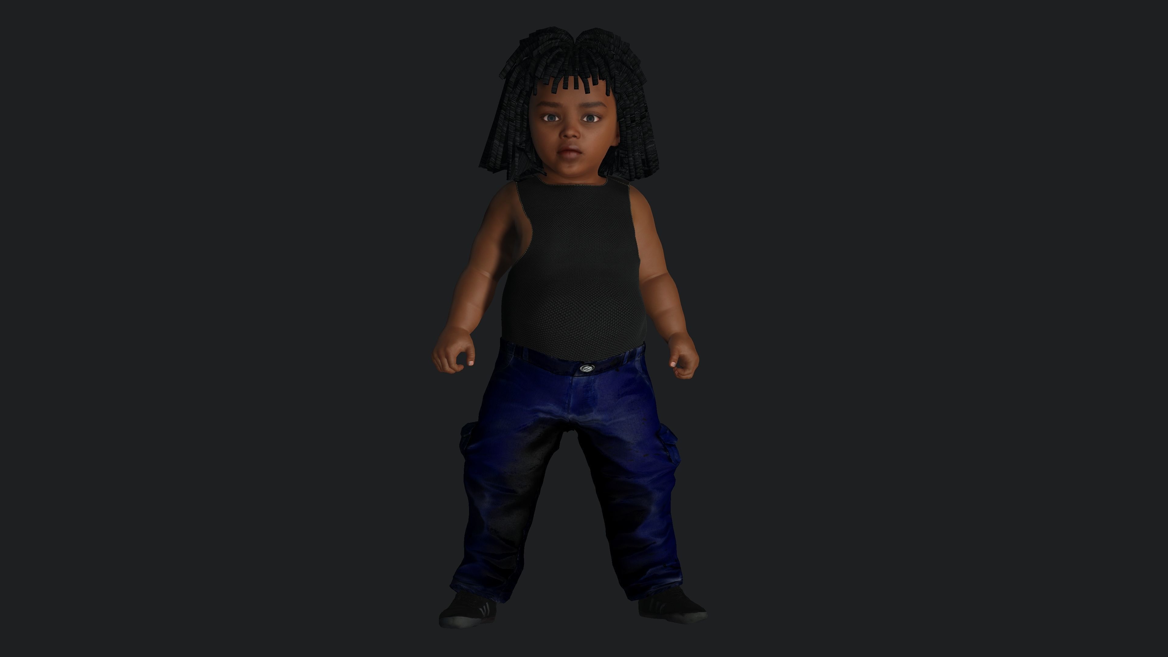 Kwame - AAA 3D REALISTIC CHARACTER AFRICAN KID or BOY Low-poly 3D model_9
