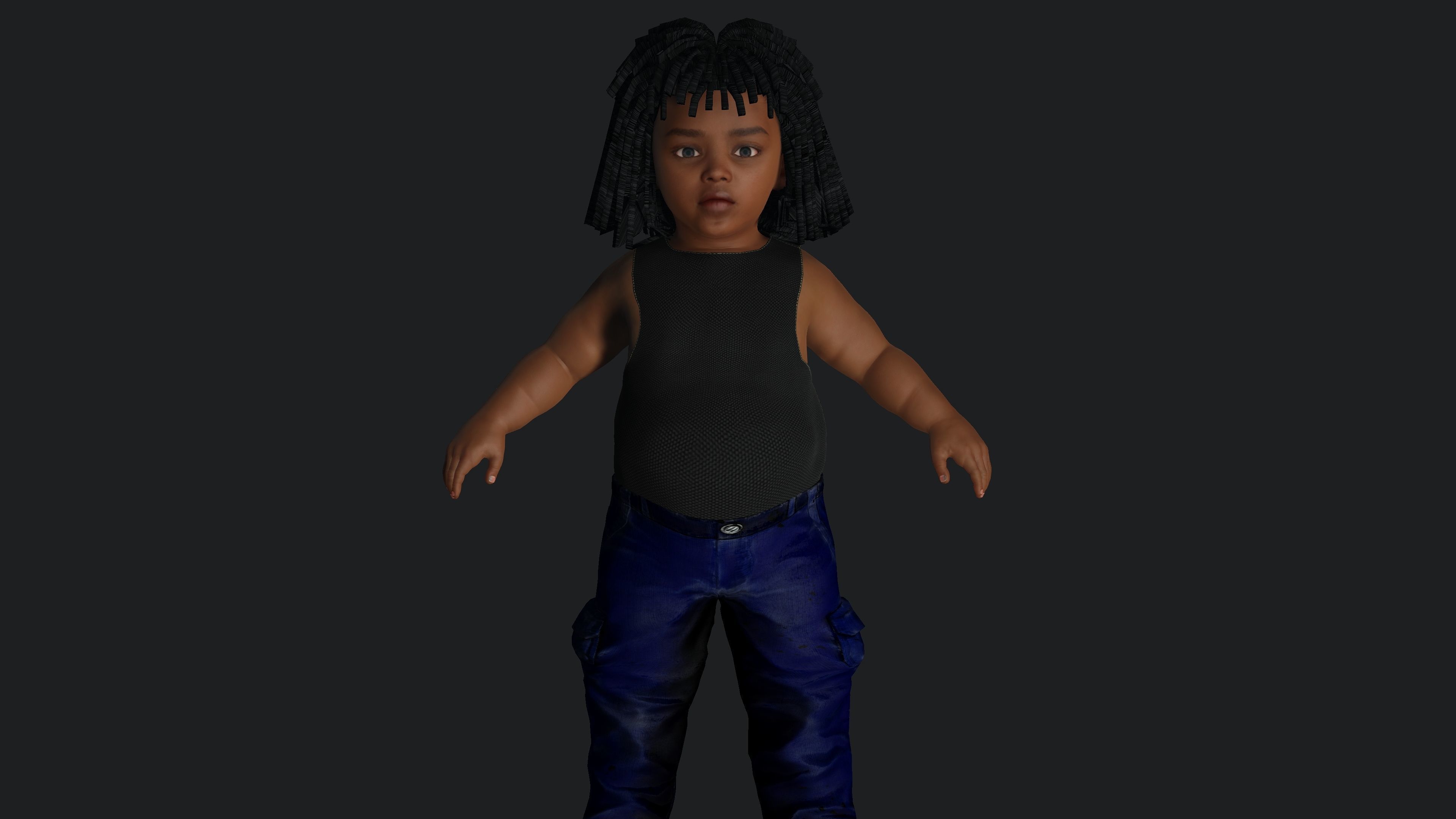 Kwame - AAA 3D REALISTIC CHARACTER AFRICAN KID or BOY Low-poly 3D model_2