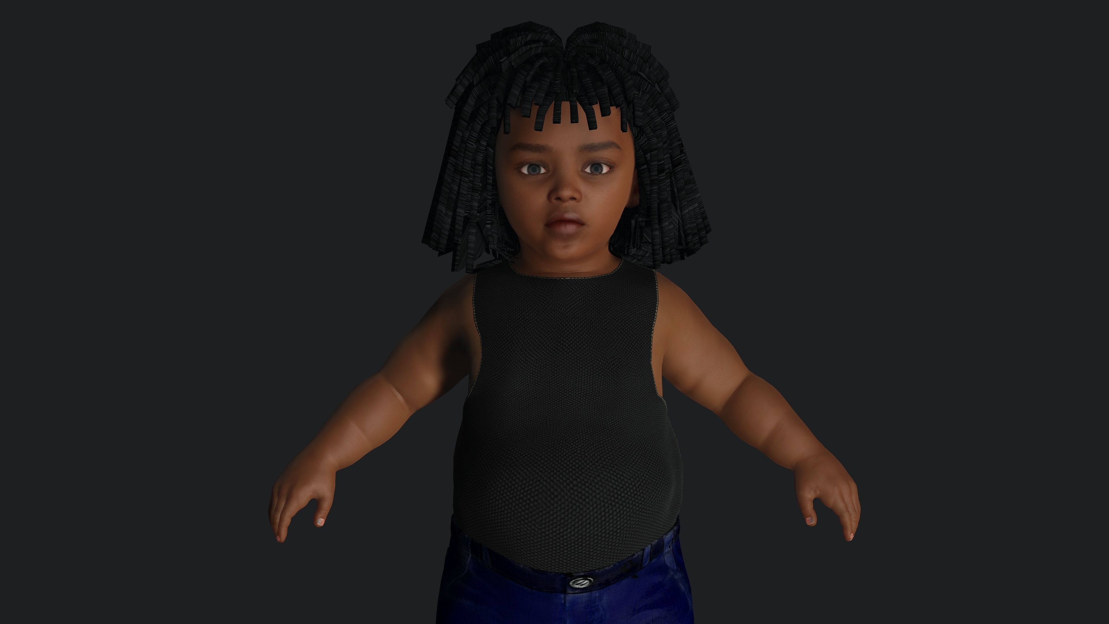 Kwame - AAA 3D REALISTIC CHARACTER AFRICAN KID or BOY Low-poly 3D model_5