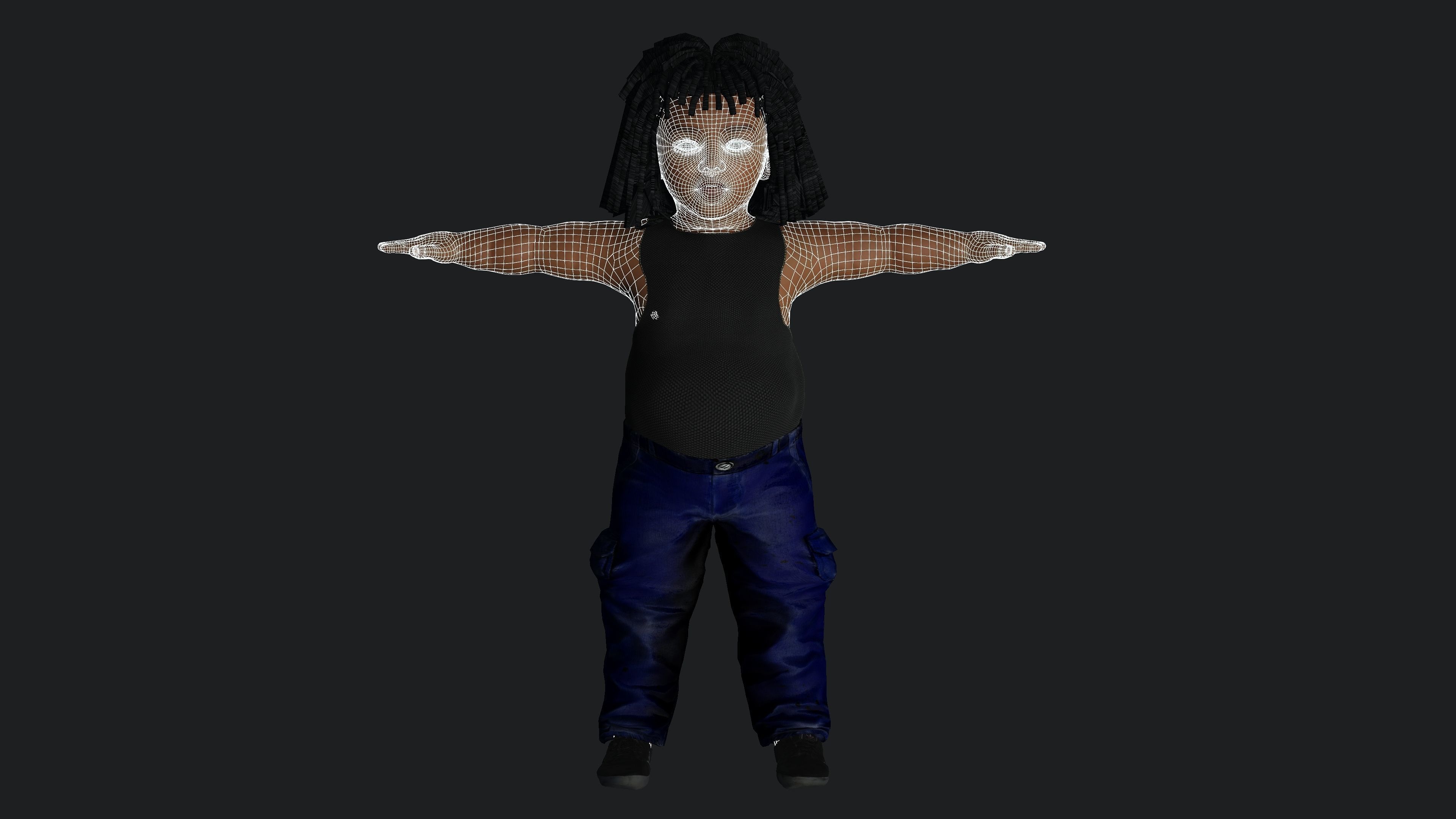 Kwame - AAA 3D REALISTIC CHARACTER AFRICAN KID or BOY Low-poly 3D model_12