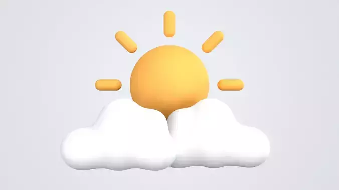 Sunrise with Cloud Weather 3D Icon 3D model