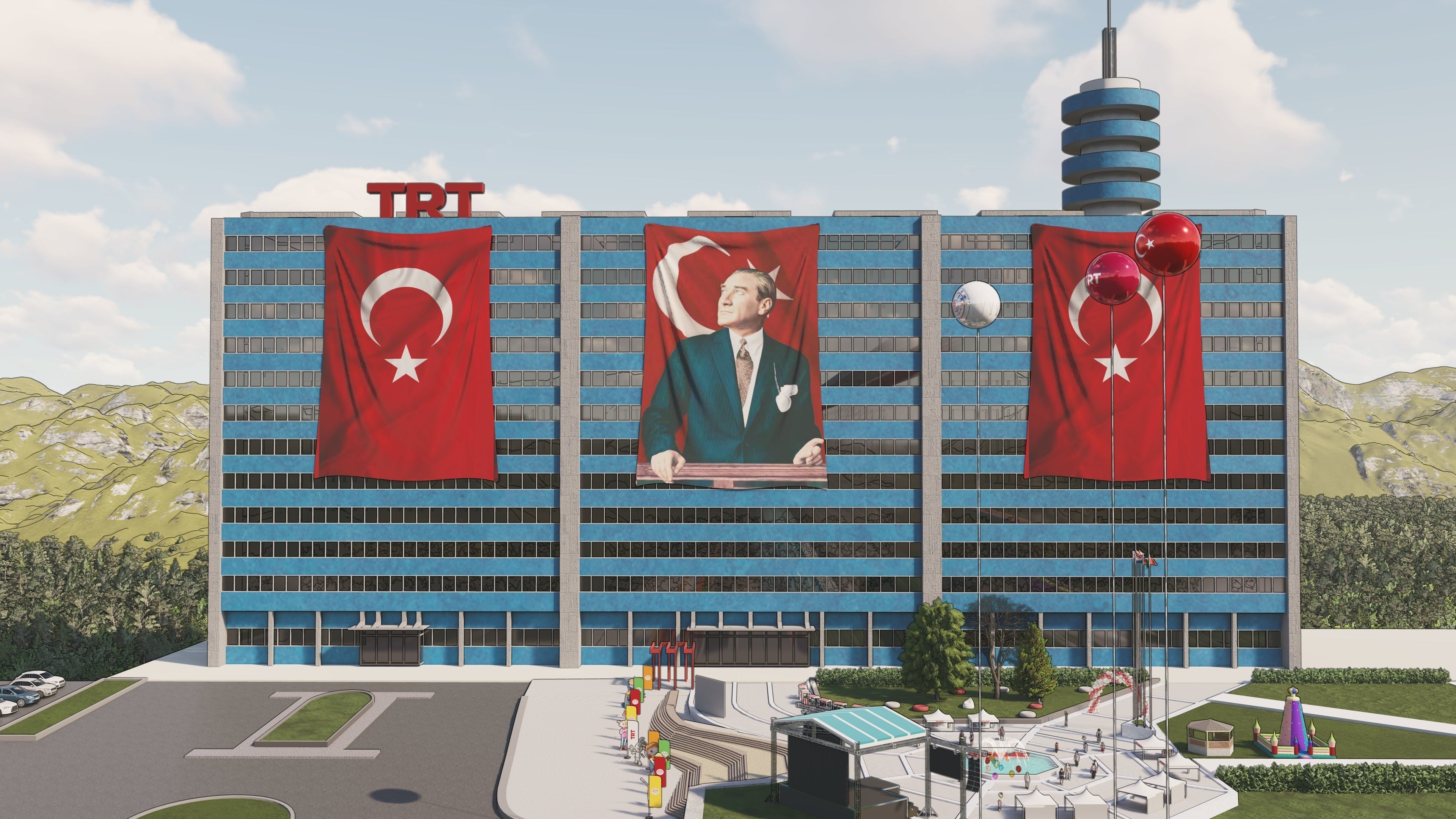 Turkiye Radio and Television Main Building 3D model_4