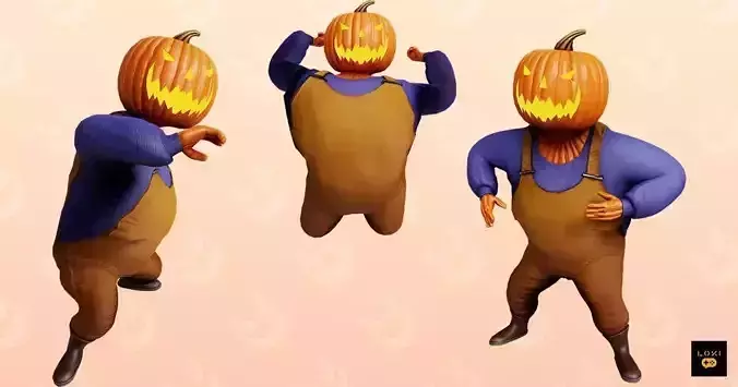 3D Pumpkin Monster Low-poly 3D model