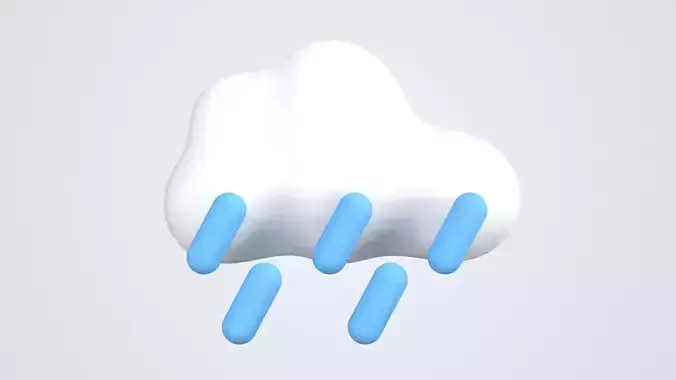Cloud with Raindrop Weather 3D Icon