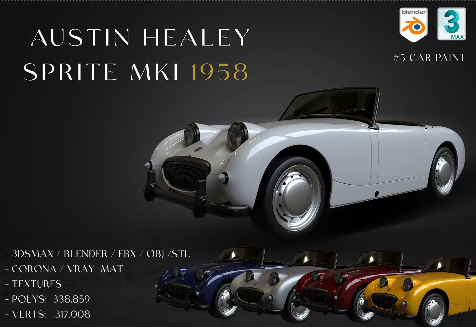 1958 Austin Healey Sprite MKI 3D model_0