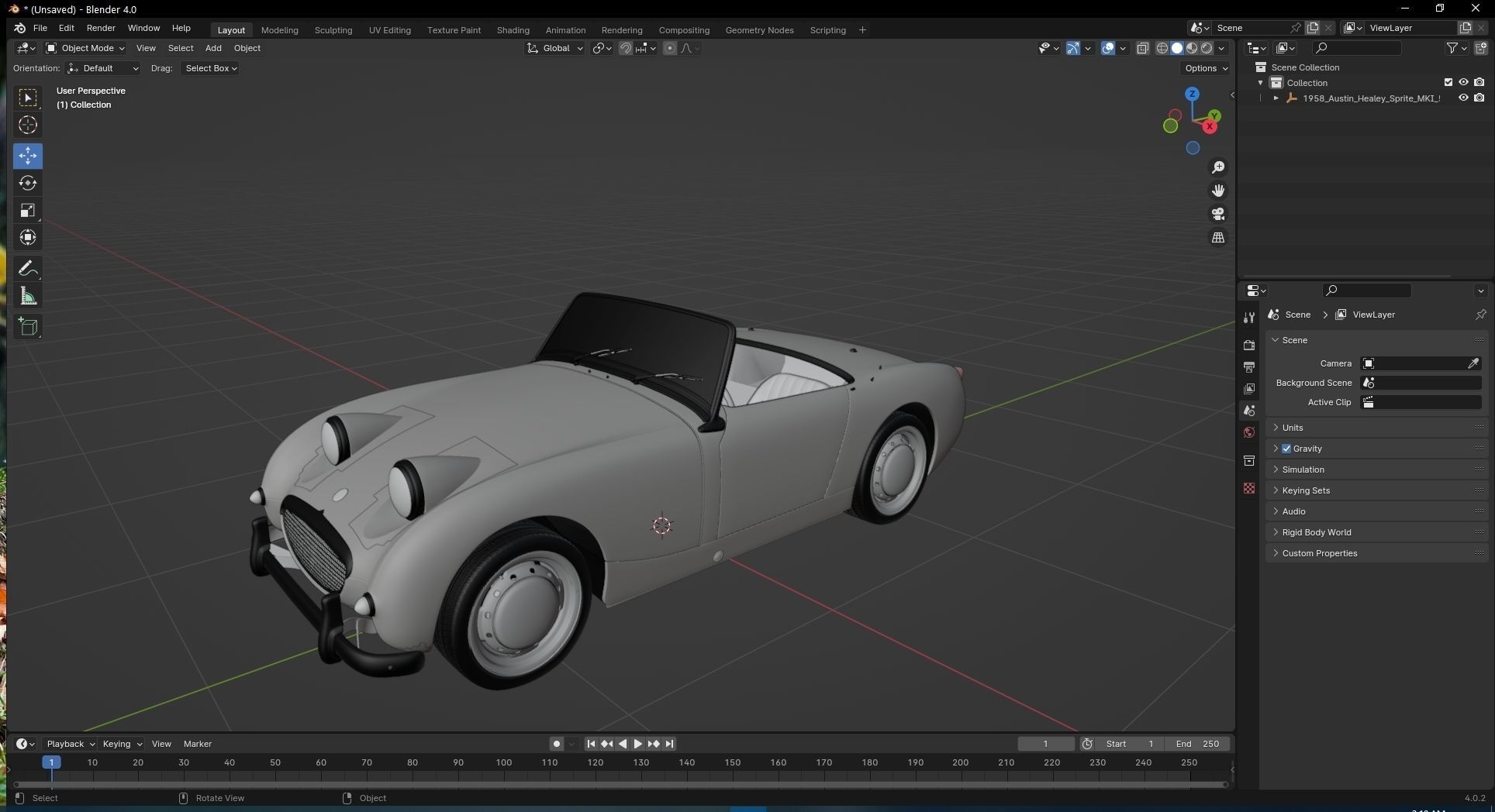 1958 Austin Healey Sprite MKI 3D model_24