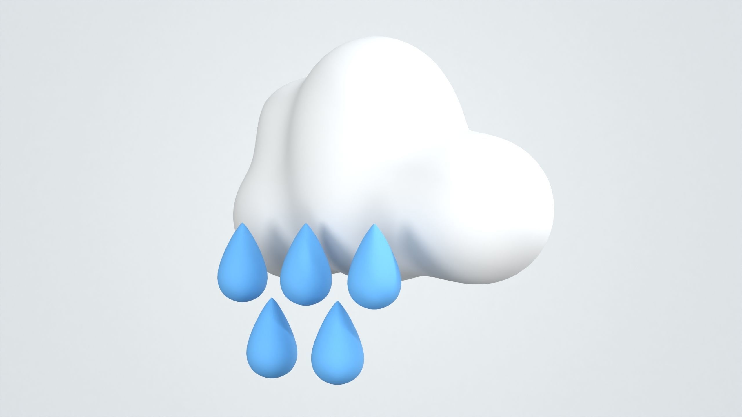Cloud with Drizzling Weather 3D Icon 3D model_2