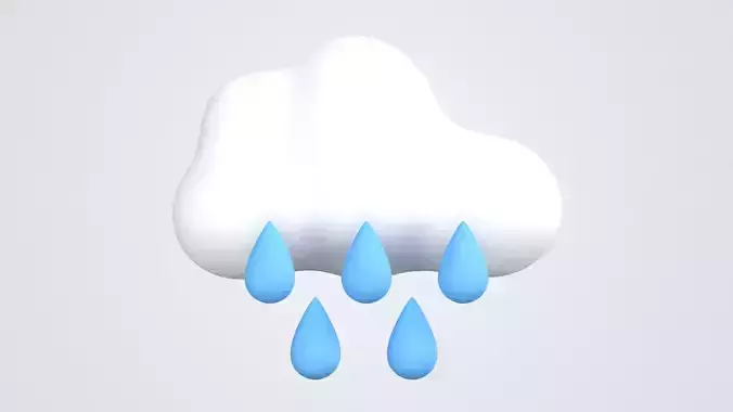 Cloud with Drizzling Weather 3D Icon 3D model