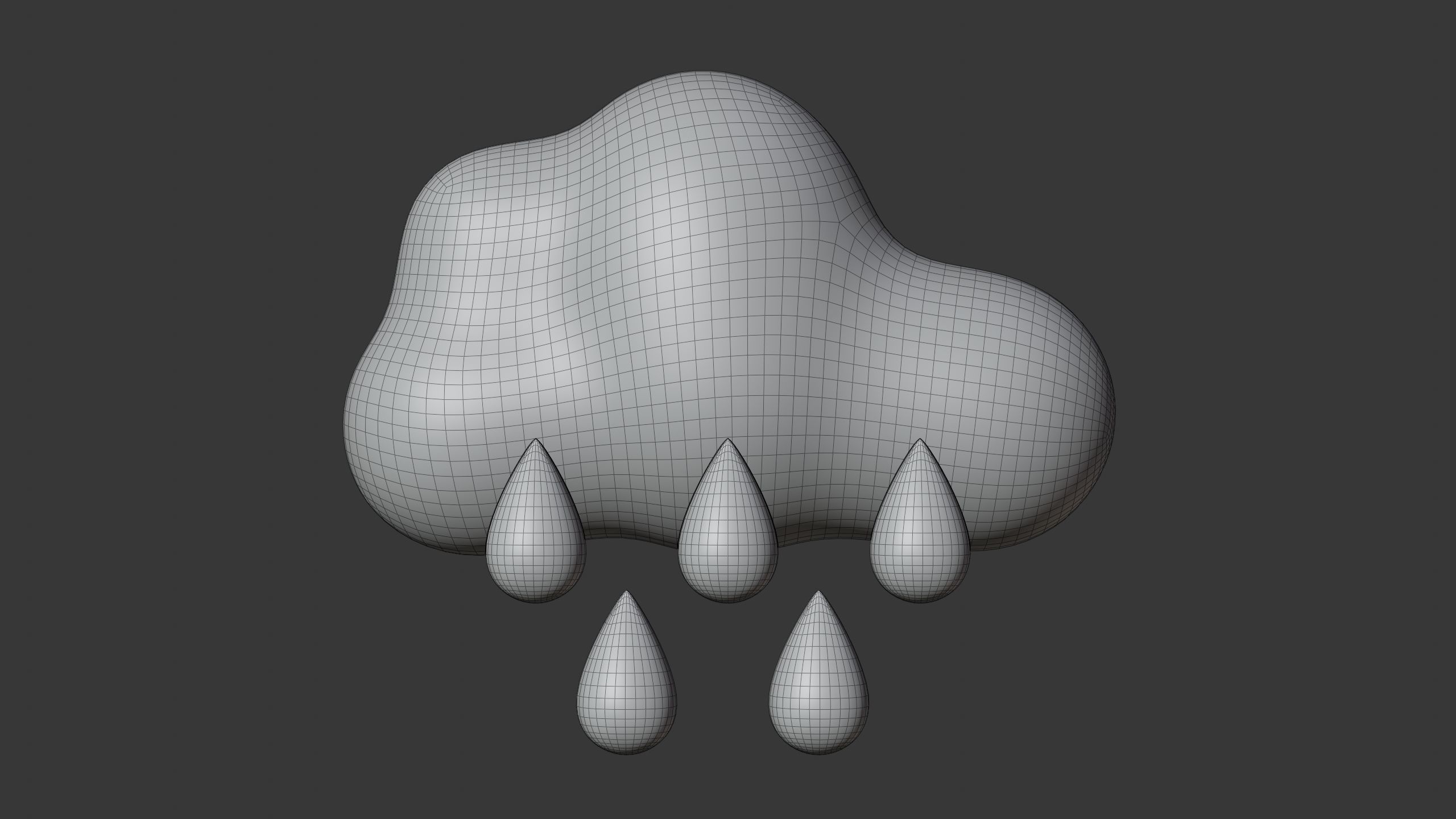 Cloud with Drizzling Weather 3D Icon 3D model_6