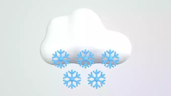 Cloud with Snow Weather 3D Icon